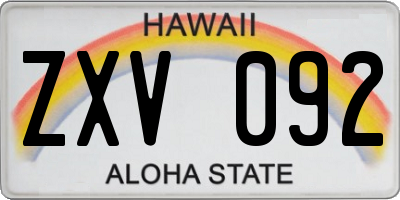 HI license plate ZXV092