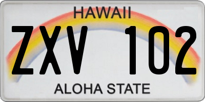 HI license plate ZXV102