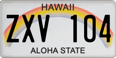 HI license plate ZXV104