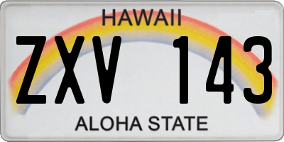 HI license plate ZXV143