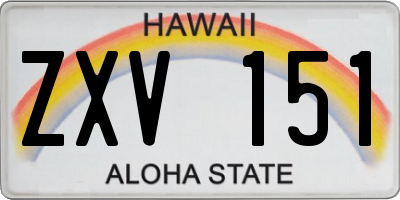 HI license plate ZXV151