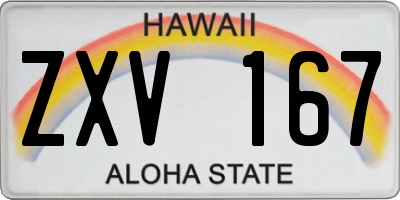 HI license plate ZXV167