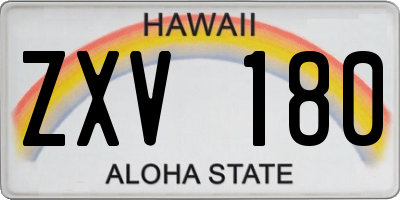 HI license plate ZXV180