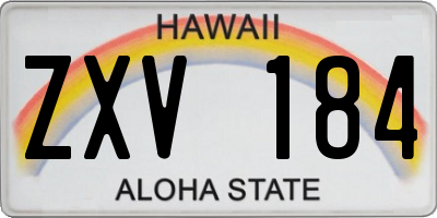 HI license plate ZXV184