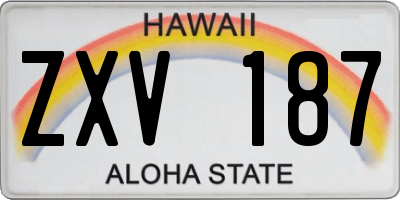 HI license plate ZXV187