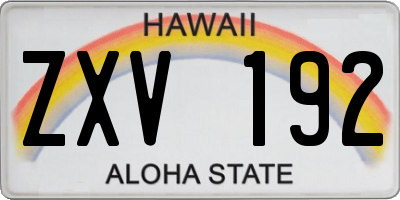 HI license plate ZXV192