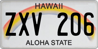 HI license plate ZXV206