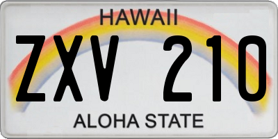 HI license plate ZXV210