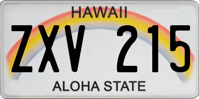 HI license plate ZXV215