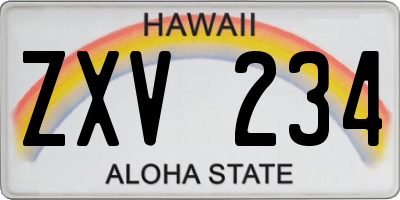 HI license plate ZXV234