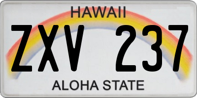 HI license plate ZXV237