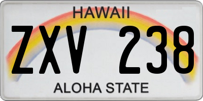 HI license plate ZXV238