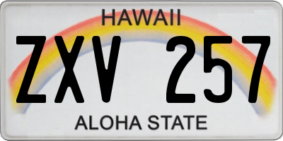 HI license plate ZXV257
