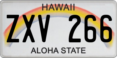 HI license plate ZXV266