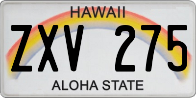 HI license plate ZXV275