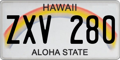 HI license plate ZXV280