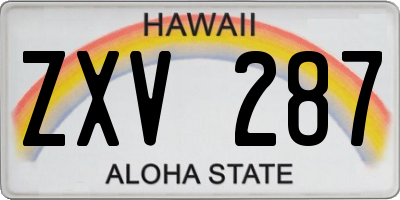 HI license plate ZXV287