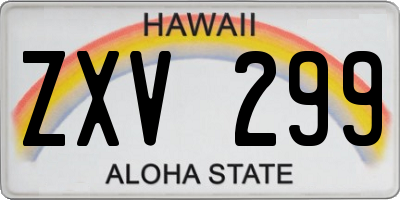 HI license plate ZXV299