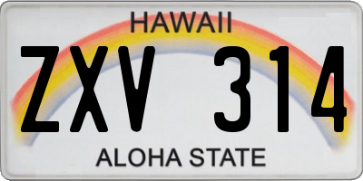 HI license plate ZXV314