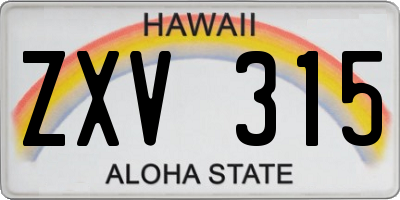 HI license plate ZXV315