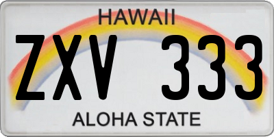 HI license plate ZXV333