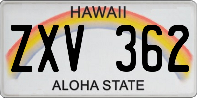 HI license plate ZXV362