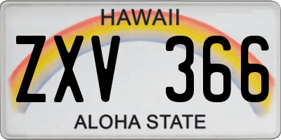 HI license plate ZXV366