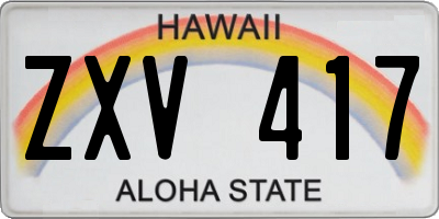 HI license plate ZXV417