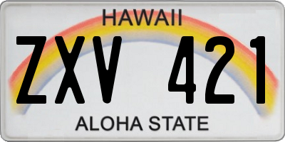 HI license plate ZXV421