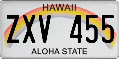 HI license plate ZXV455