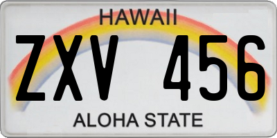 HI license plate ZXV456