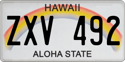 HI license plate ZXV492