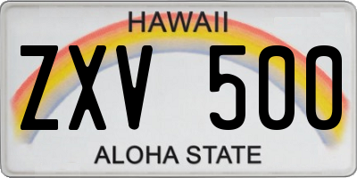 HI license plate ZXV500