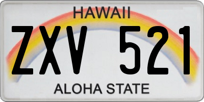 HI license plate ZXV521
