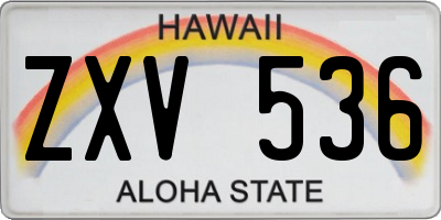HI license plate ZXV536