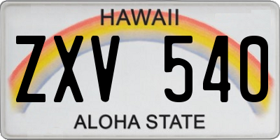 HI license plate ZXV540