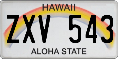 HI license plate ZXV543