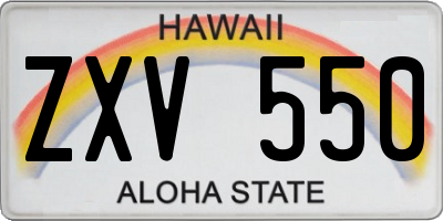 HI license plate ZXV550