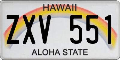 HI license plate ZXV551