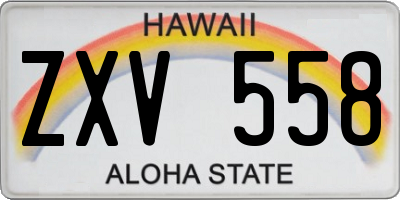 HI license plate ZXV558