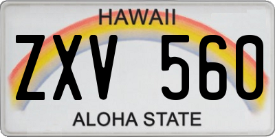 HI license plate ZXV560