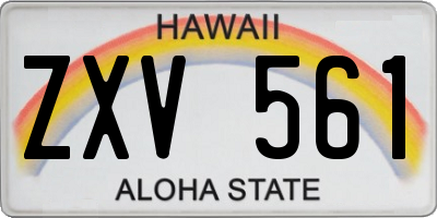 HI license plate ZXV561