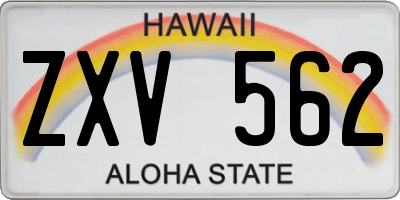 HI license plate ZXV562