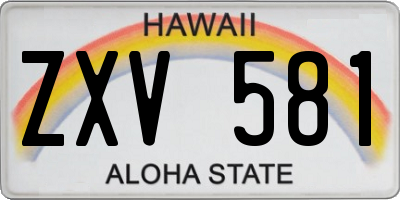 HI license plate ZXV581