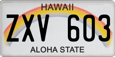 HI license plate ZXV603