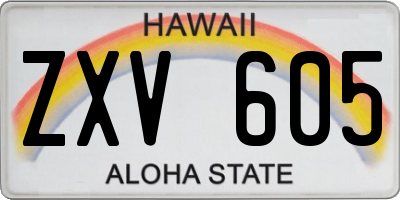 HI license plate ZXV605
