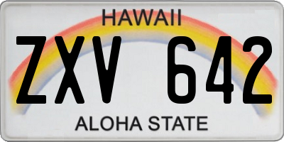 HI license plate ZXV642