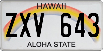 HI license plate ZXV643