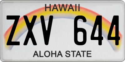 HI license plate ZXV644