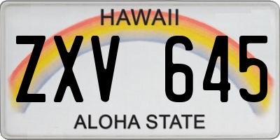HI license plate ZXV645